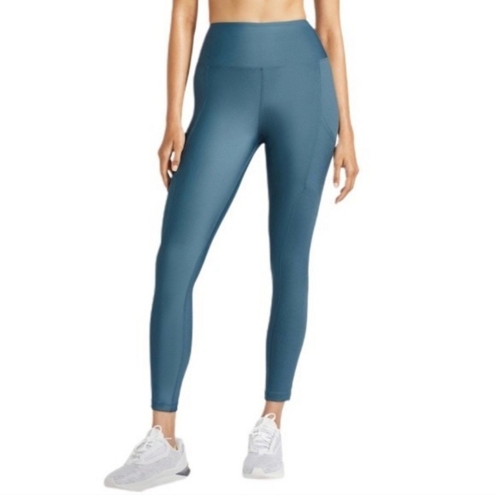Peloton Show Up Ribbed Side Pocket Blue Legging Cycling Running #214